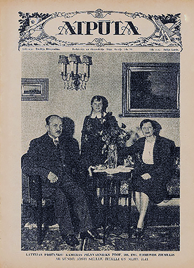 Edmunds Ziemelis ar dzīvesbiedri ārsti Nelliju Ziemeli un meitu Ilzi.  Atpūta, 30.12.1938., Nr. 739.