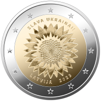 2 eiro Saulespuķe Ukrainai nacionālā puse 