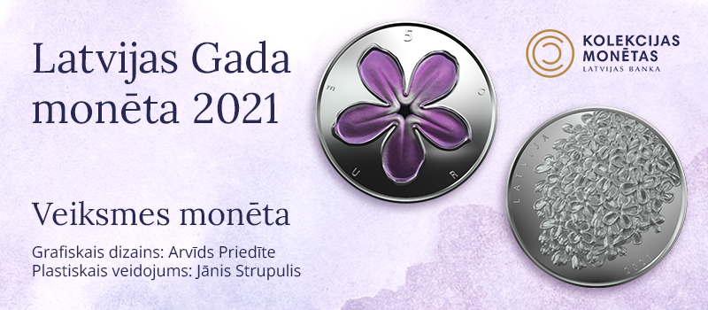 Latvijas gada monēta 2021 veiksmes monēta averss un reverss